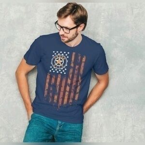 Star Orange Distressed Flag Baseball Fans Vintage Classic shirt Sz L